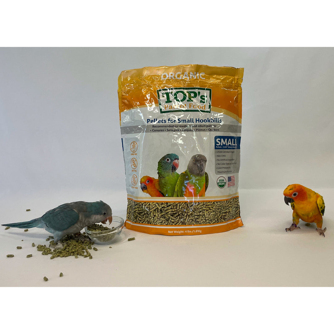 TSP4-TOPs-Parrot-Food-Small-Parrot-Pellets-4-lb-with-birds
