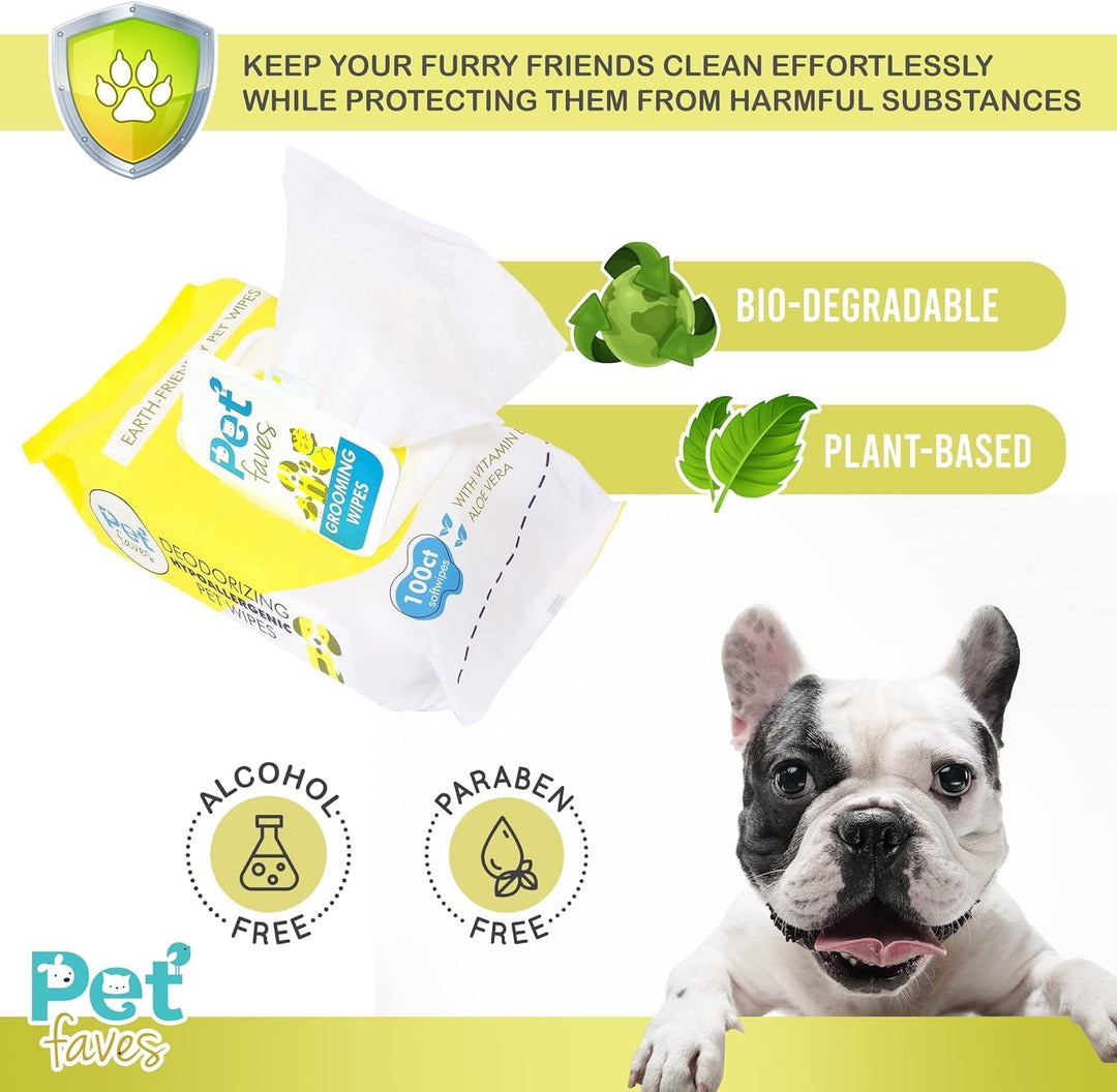 Biodegradable & Hypoallergenic Grooming Wipes for Dogs and Cats