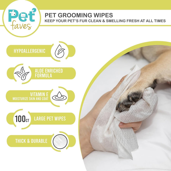 Biodegradable & Hypoallergenic Grooming Wipes for Dogs and Cats
