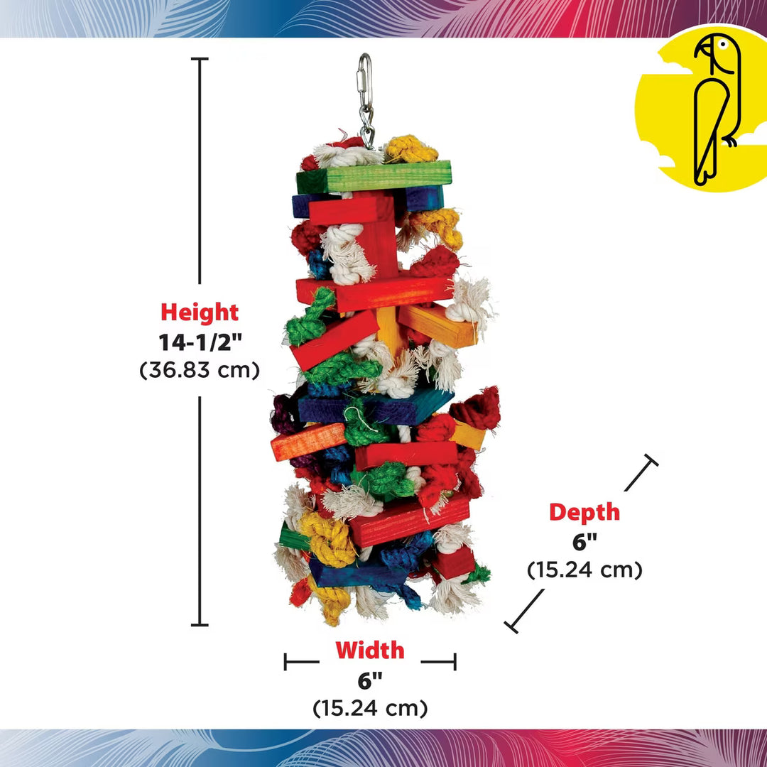 The dimensions of the toy Caitec Knots N Blocks Bird Toy - Large