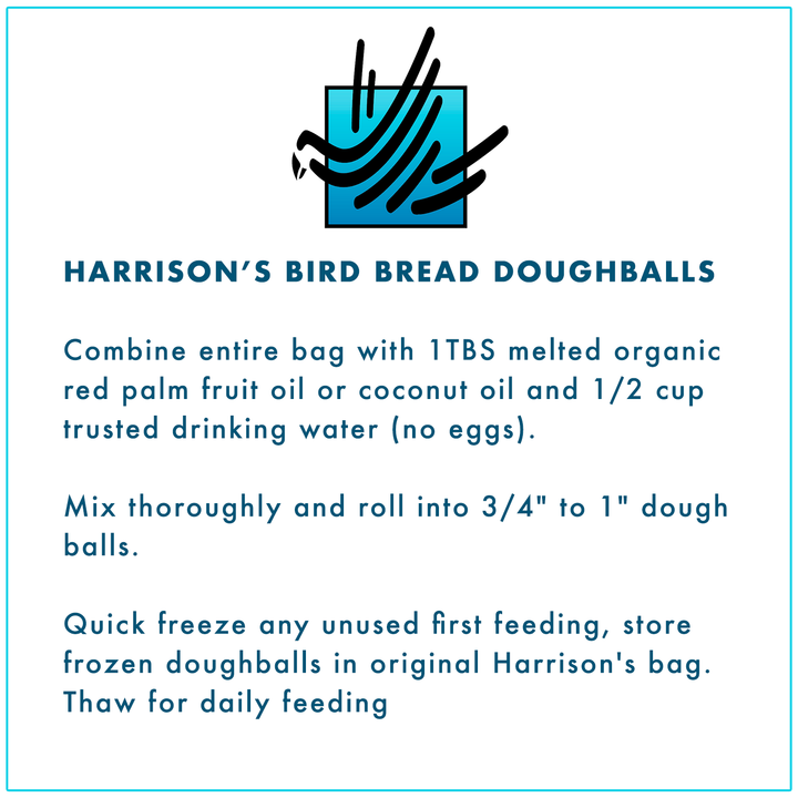 Instructions for making Harrison's Bird Bread Doughballs.