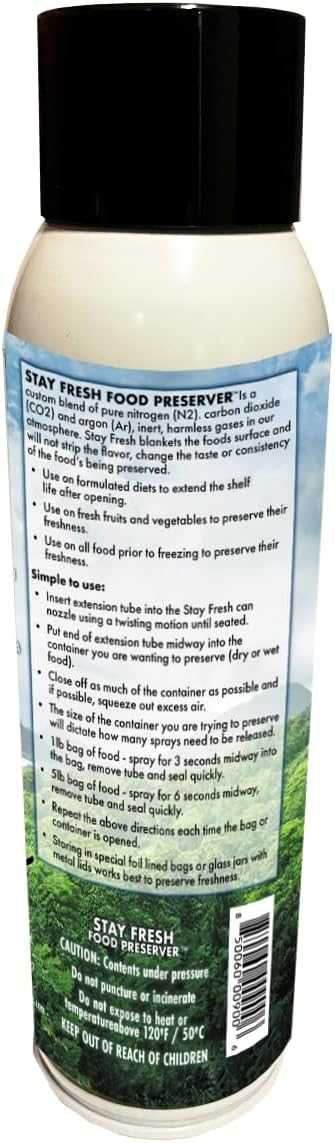 Bottle of Harrison's 'Stay Fresh' food preserver with text and branding on a white background