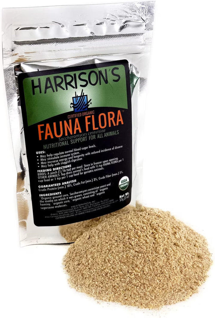 Harrison's Fauna Flora product with a clear packaging showing the powder inside.