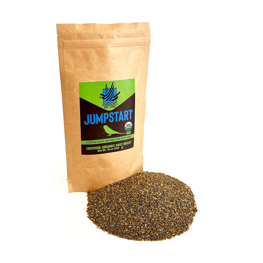 Harrison's Jumpstart Grey Millet packaging on a white background