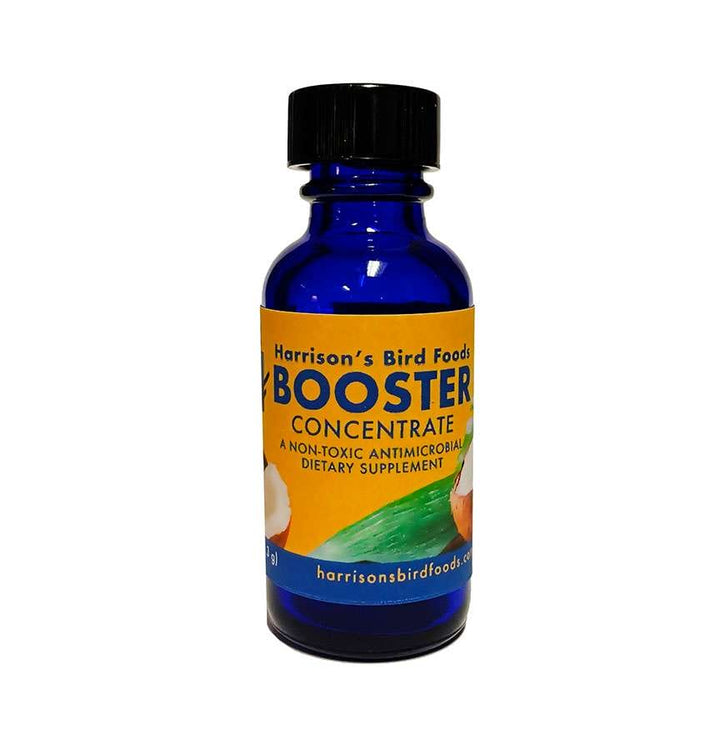Bottle of Harrison's Bird Foods Booster Concentrate on a white background
