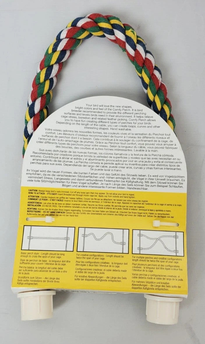 Dog toy with colorful rope handle on a white background