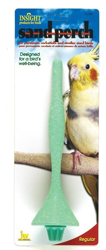 Insight sand-perch for birds on a packaging with a bird illustration