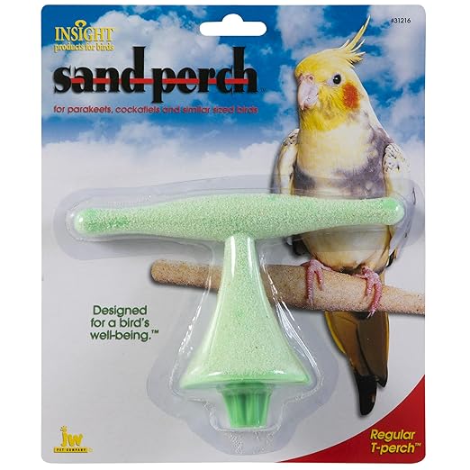 Bird perch product on Insight packaging with a parrot on top