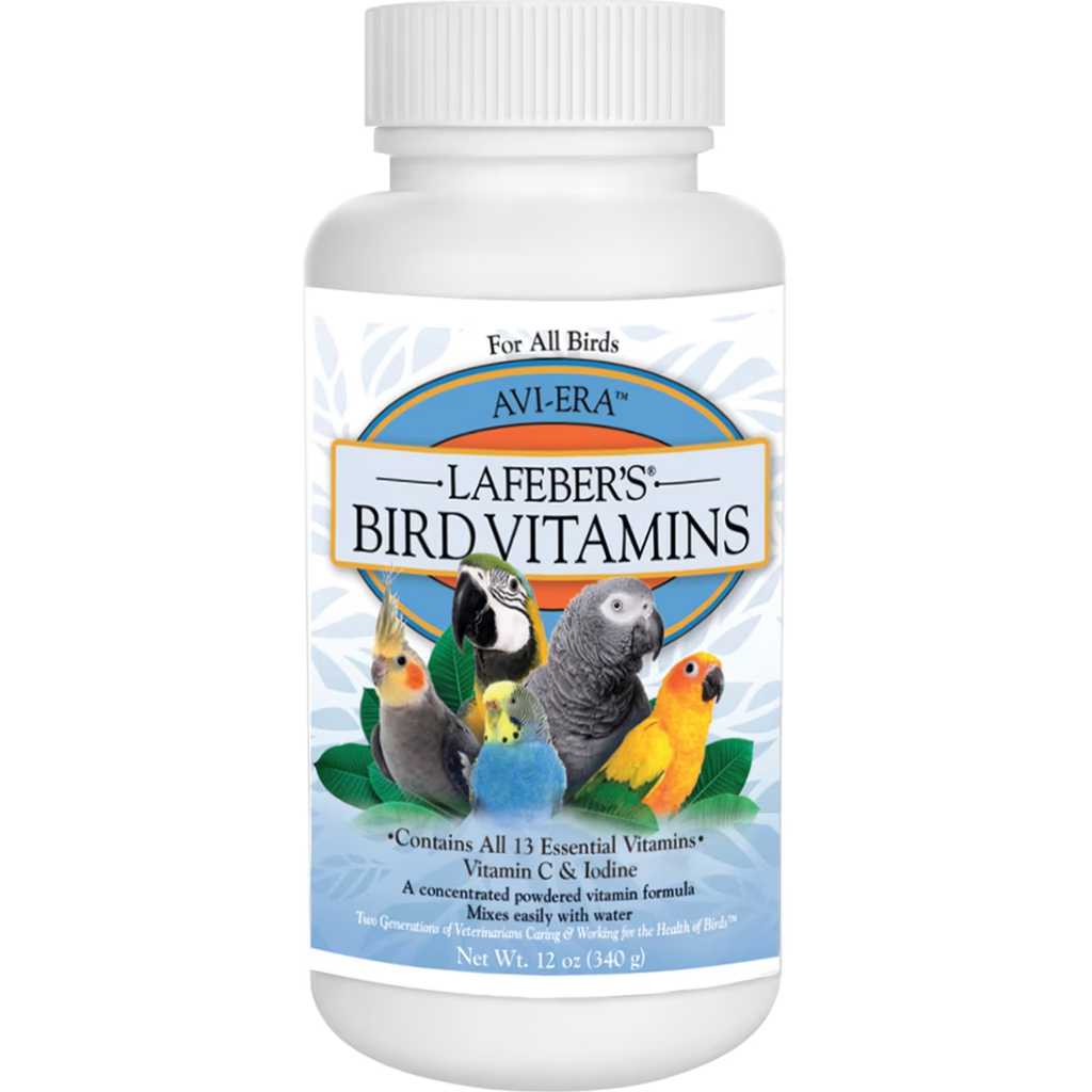 Bottle of Lafeber's Bird Vitamins 12 Oz for all birds on a white background