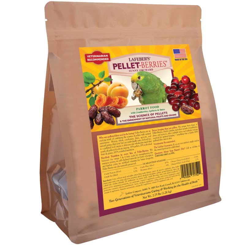 Front -side packaging of Lafeber Pellet-Berries for Parrots