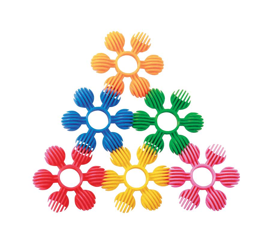 Set of colorful mini star rings on a white background