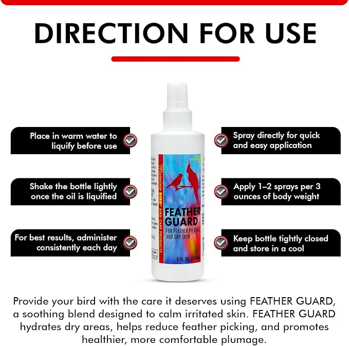 Feather Guard product with usage instructions