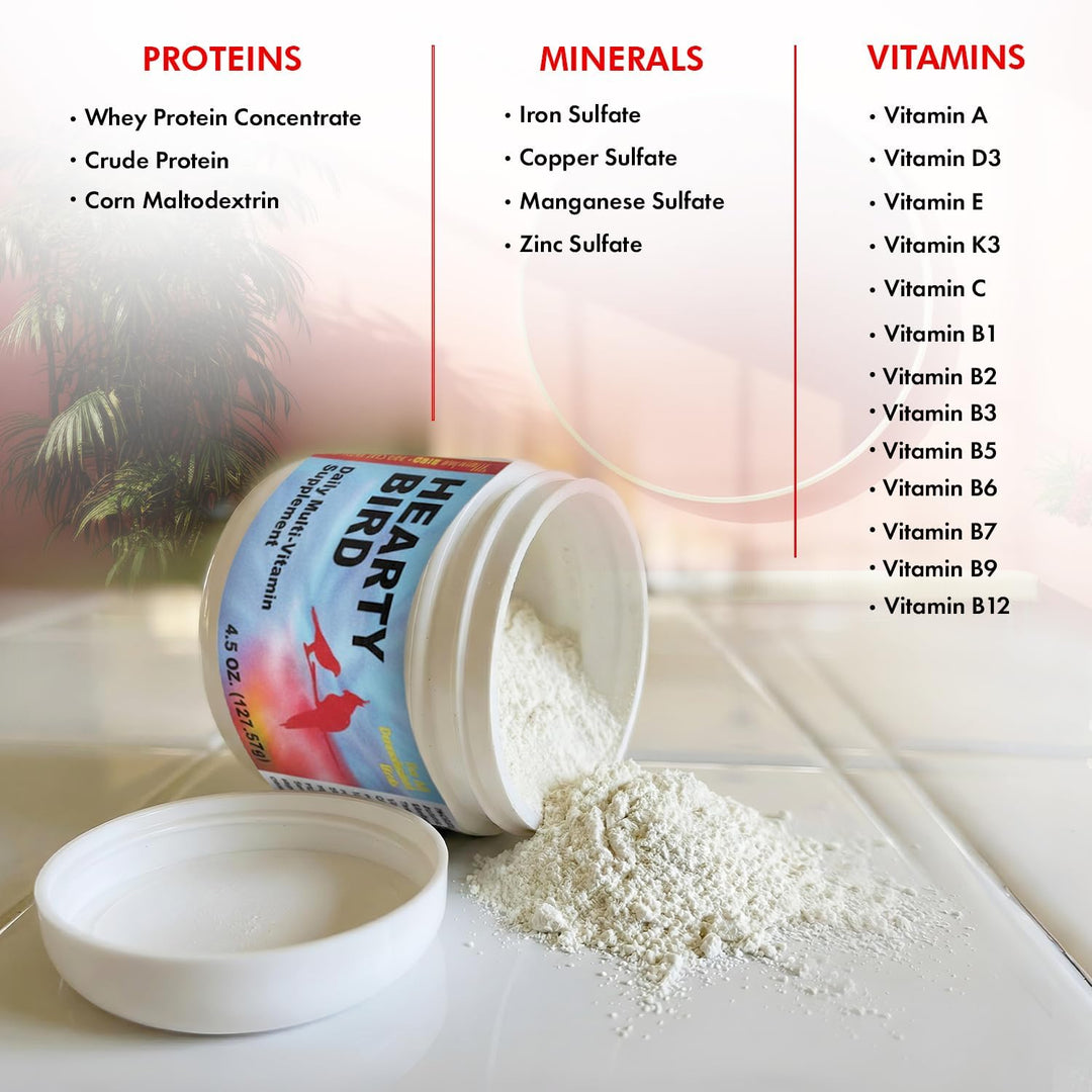 Ingredient list for Morning Bird Hearty Bird Supplement, 2 oz.