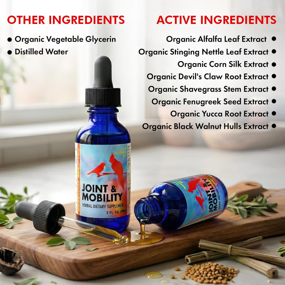Ingredients list for Morning Bird Joint & Mobility Liquid Supplement, 1 fl. oz.