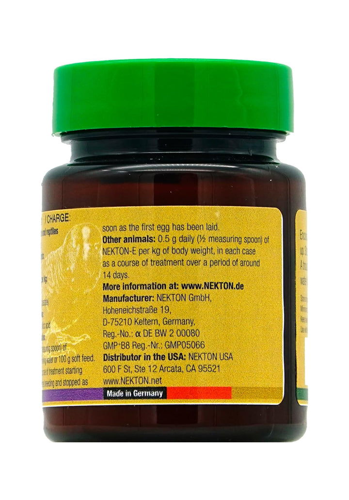 A bottle of NEXKTON eggshell powder supplement with a green cap and a yellow label showing usage instructions and manufacturer details.