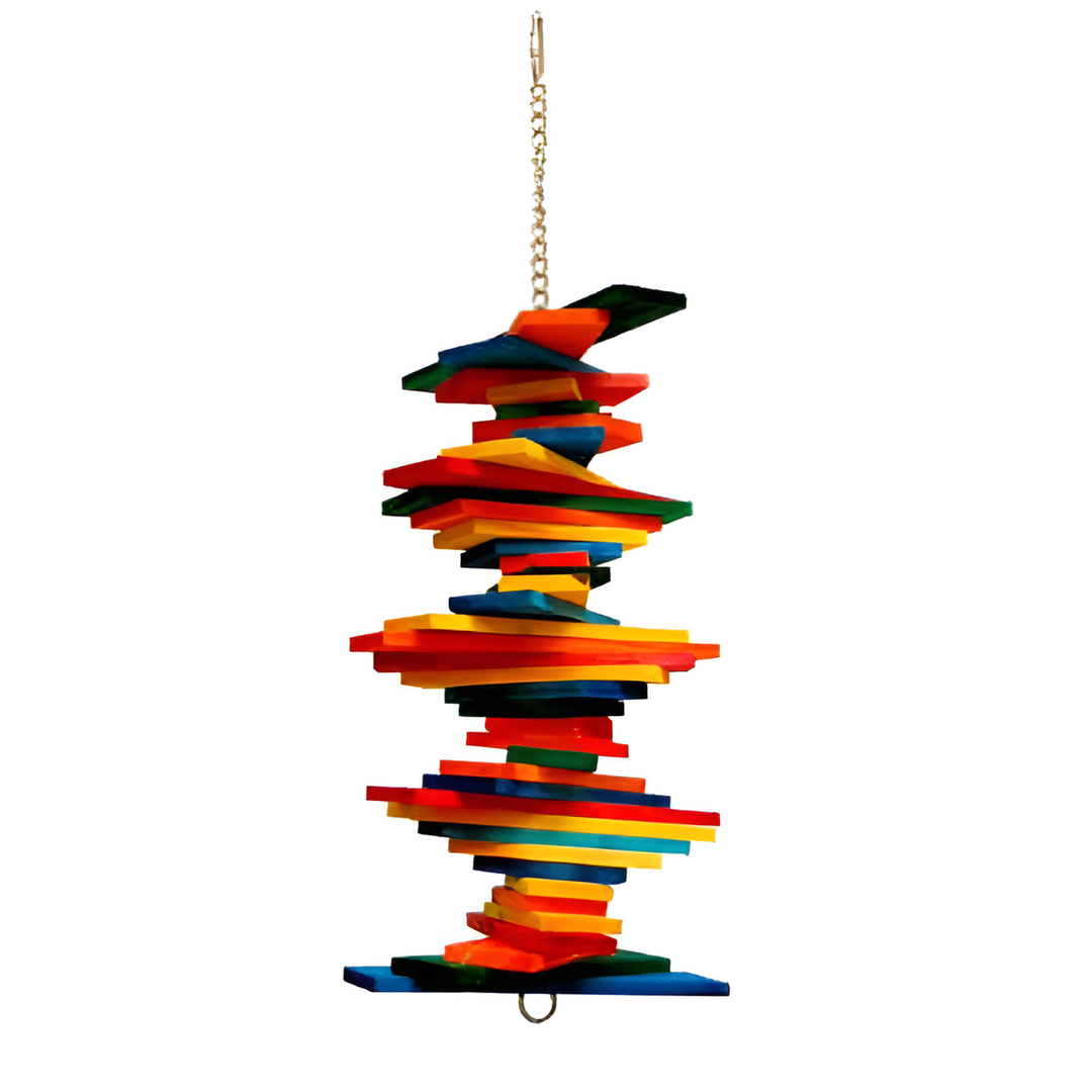 Zoo-Max Pharaon Medium (18 x 7) colourful Bird toy hanging from a metal chain