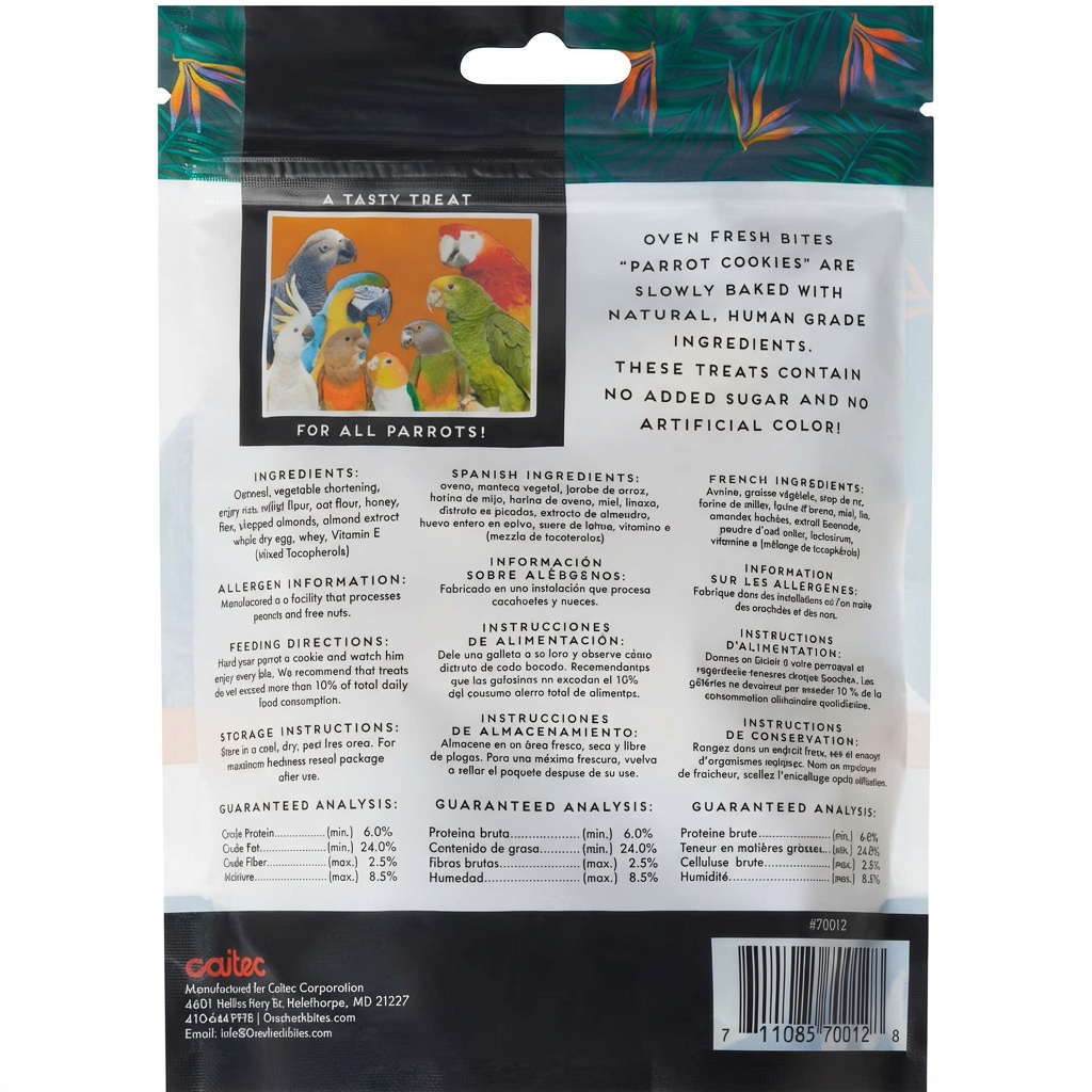Caitec Oven Fresh Bites Cookies - Almond back packaging