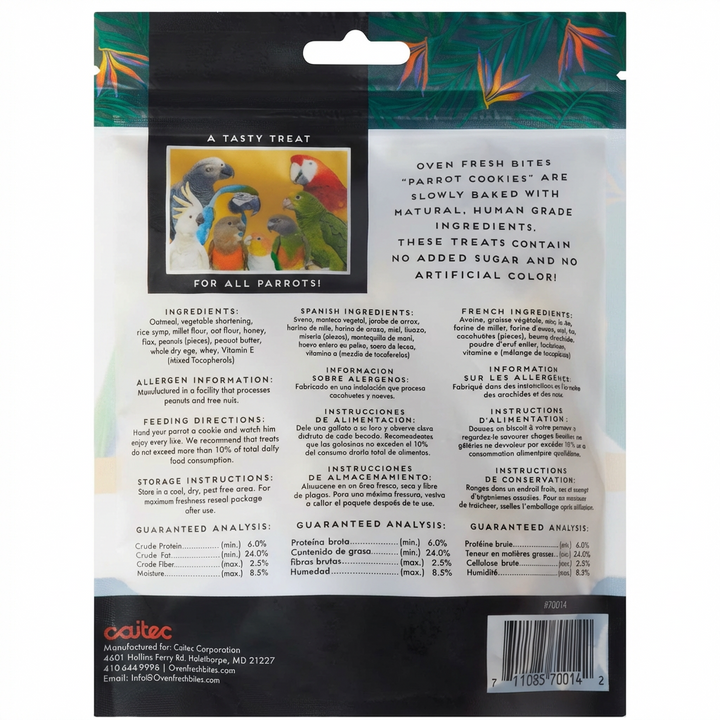 Caitec Oven Fresh Bites Cookies - Peanut Butter 4 Oz back packaging