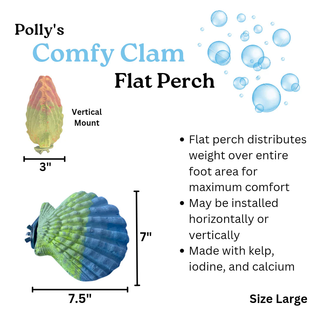 PPP510380-Pollys-Pet-Products-Comfy-Clam-Large-for-birds-size-perch-flat