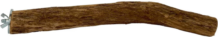 Polly's Pet Products Hardwood Perch - Large with a metal clip on a white background