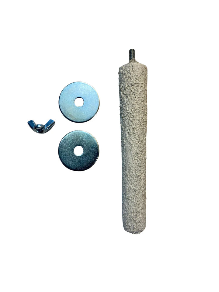 Polly's Pet Products Pastel Bird Perch with three metal washers on a white background
