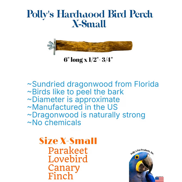 Polly's Hardwood Perch Extra Small dimensions and other details