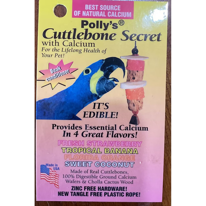 Polly's Pet Medium Cuttlebone Secrets Bird Toy and it's flavors