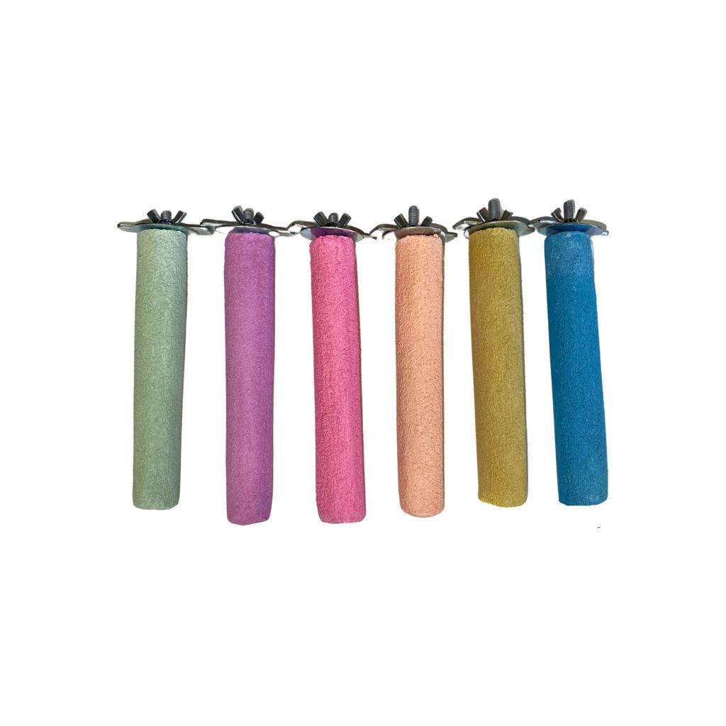 Set of six colorful Large Pastel Perches with textured tops on a white background