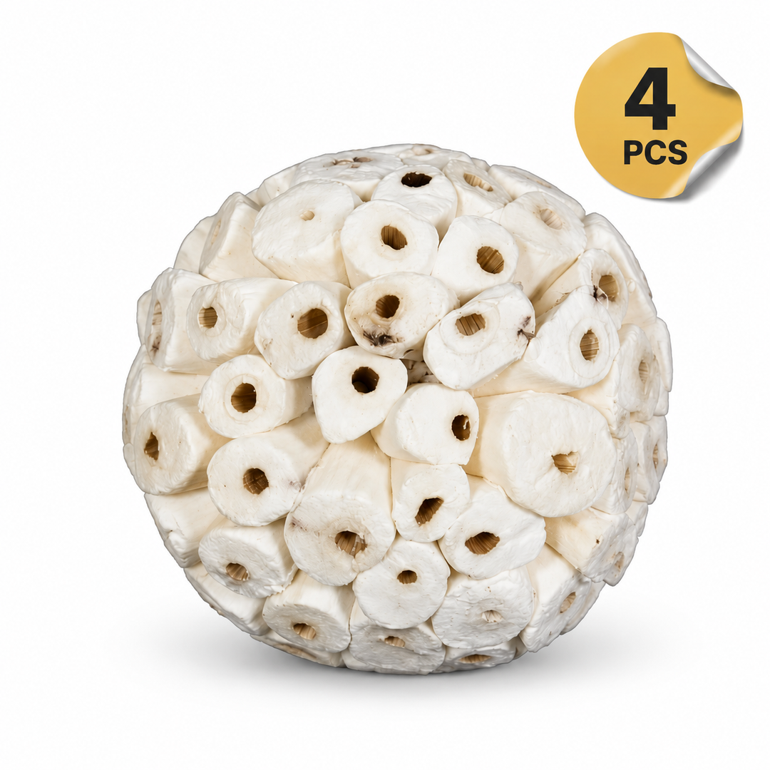 Super Bird Creations Sola Balls 6cm toy and '4 PCS' label on a white background