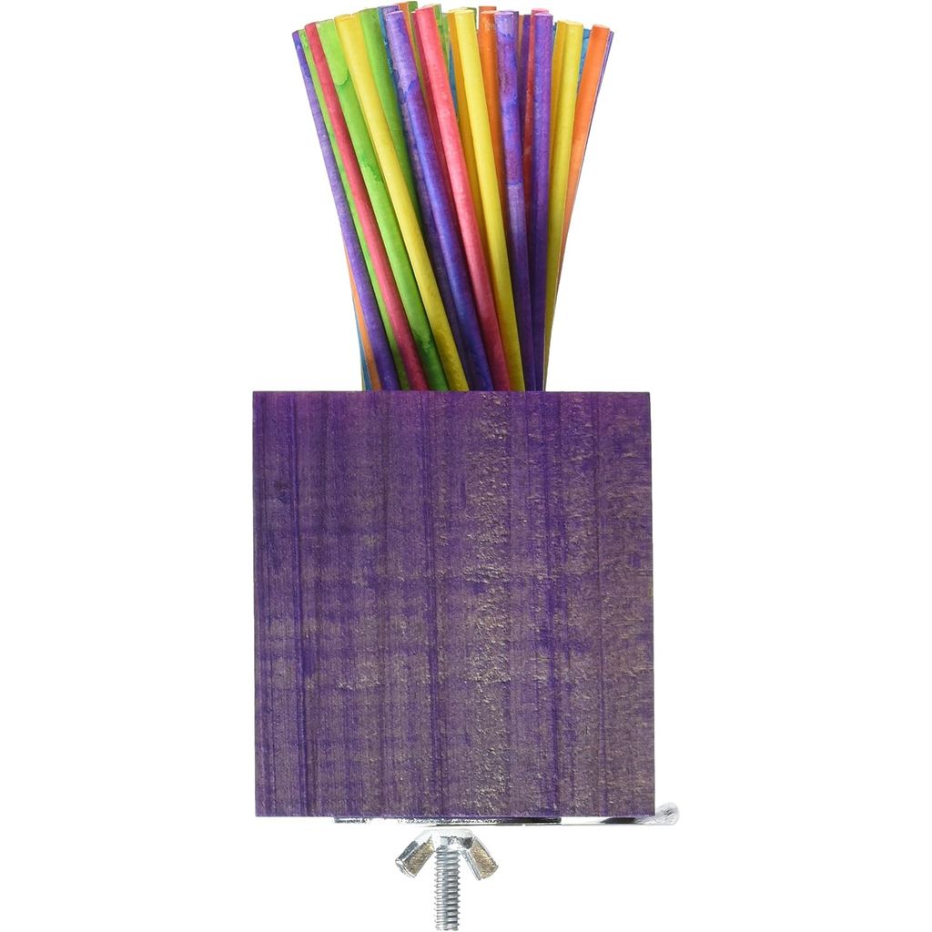 Paper straw holder with colorful paper straws on a white background - Super Bird Creations Extra Large Paper Party