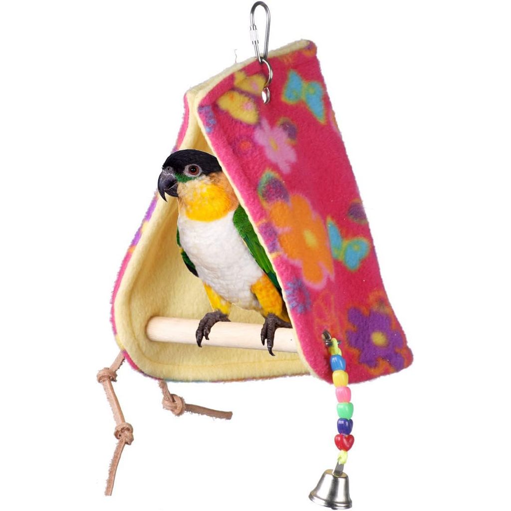 Super Bird Creations Peekaboo Perch Tent with a parrot inside on a white background
