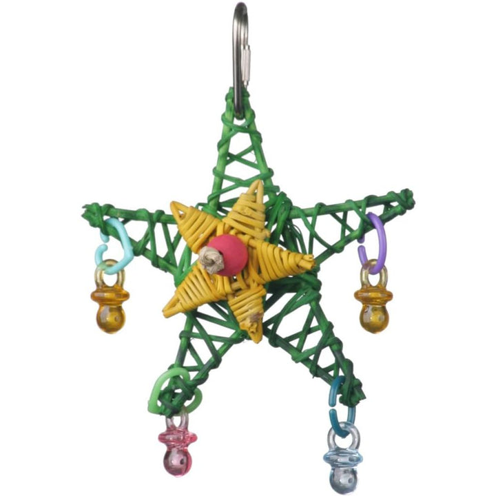 Super Bird Creations Xmas Star toy with pacifier charms on a white background