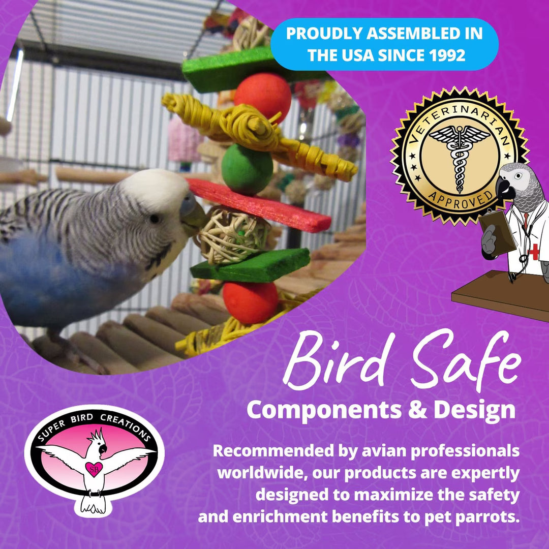 Super Bird Creations Small Xmas Garland made with Bird safe components.