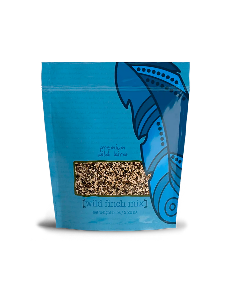 Blue package of Volkman premium wild bird finch mix front side
