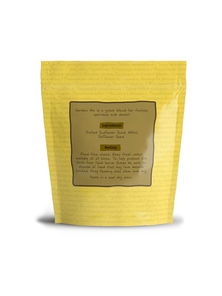 Bag of Volkman premium wild bird garden mix back side