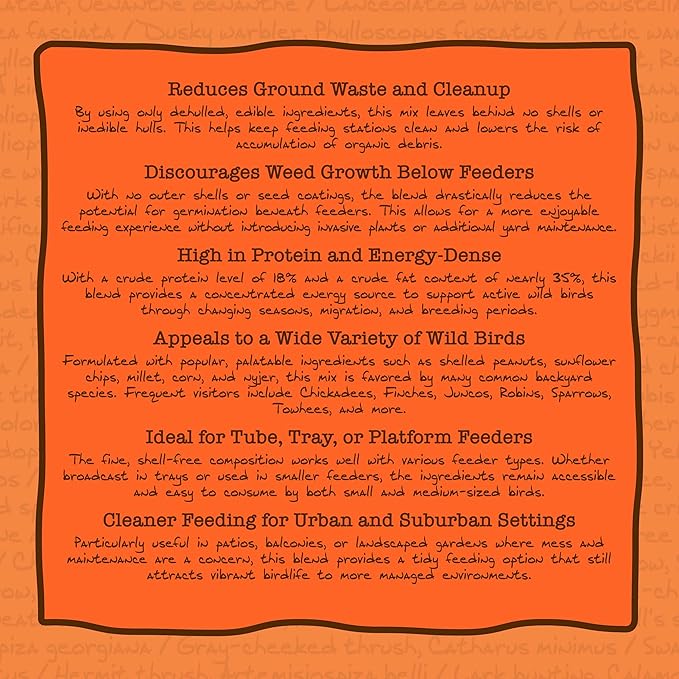 Text describing Volkman Premium No-Waste bird seed blend and more information on the product