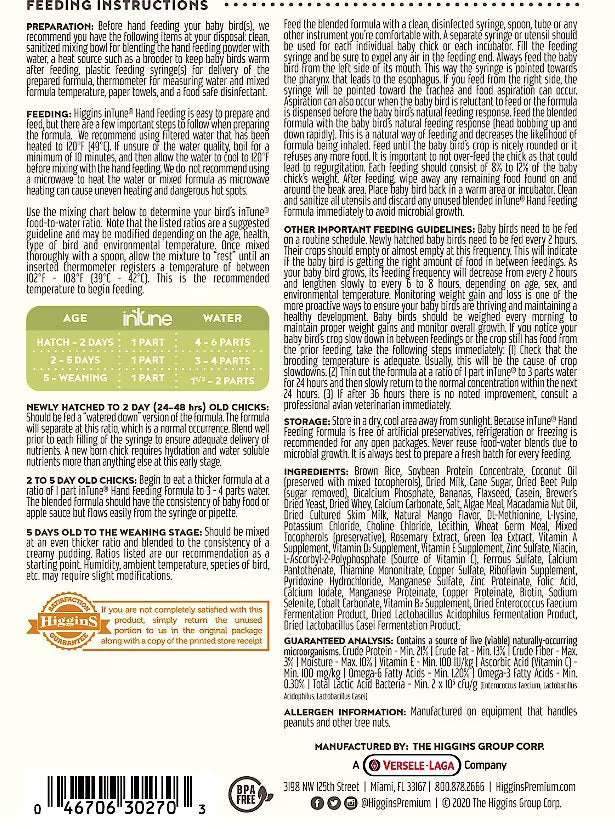 Back of a Haynes feeding instructions manual page for inline waterers, featuring text instructions, a feeding guide chart, and a barcode.