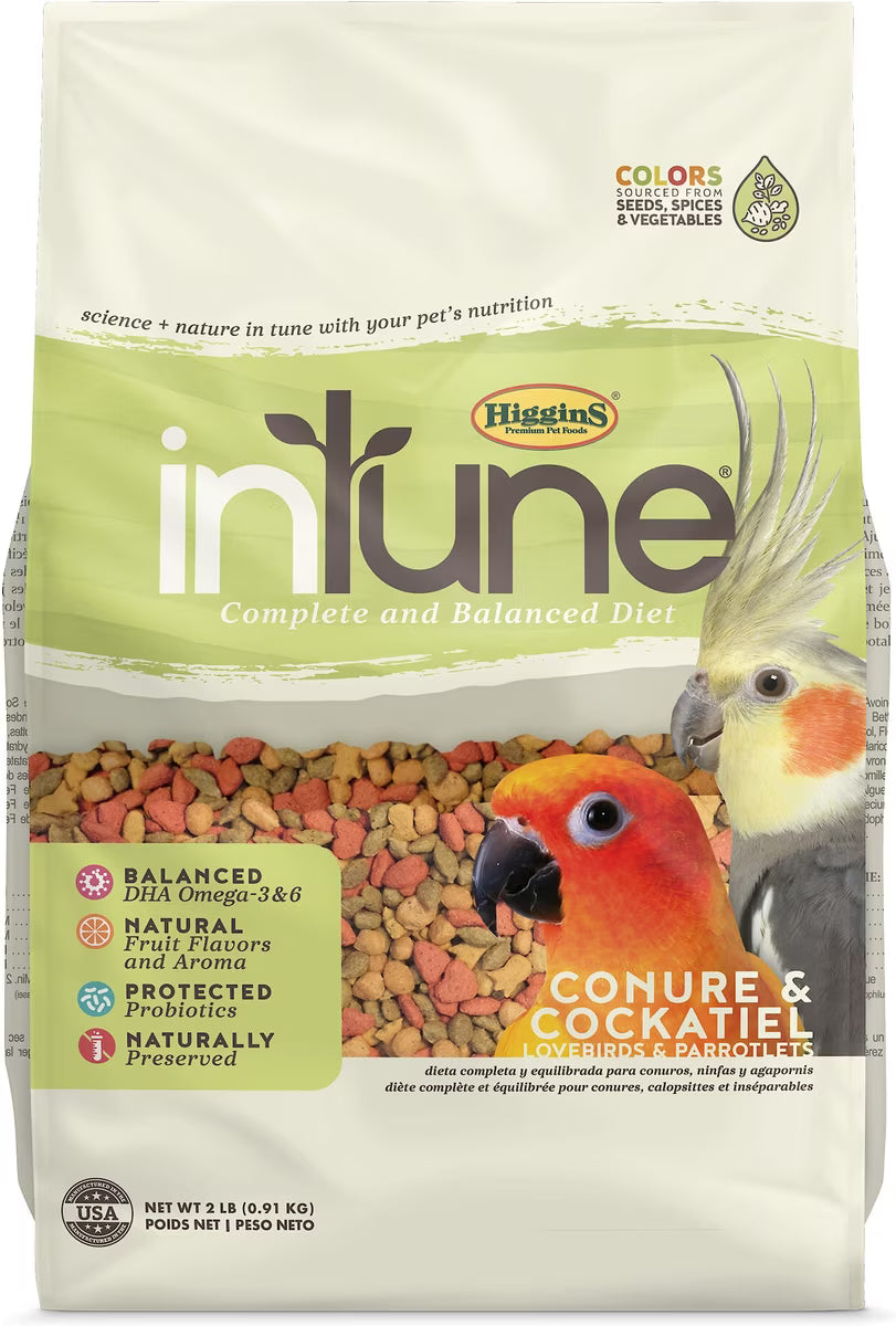 Higgins Intune Conure & Cockatiel complete and balanced pet food, 