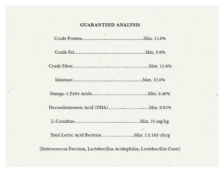 guaranteed analysis nutrition label