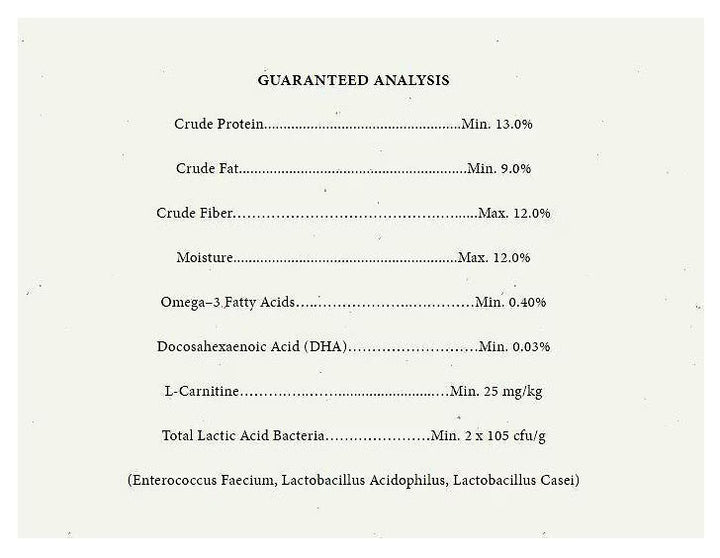 guaranteed analysis nutrition label